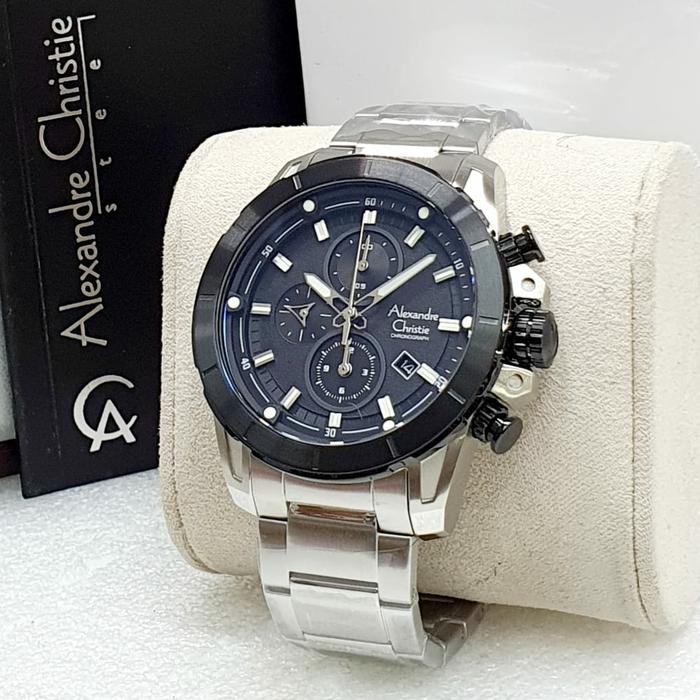 Jam Tangan Pria Alexandre Christie 6522 Original Warna Silver Hitam