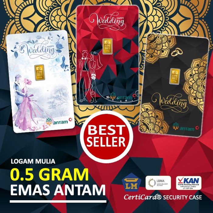 LM Logam Mulia Emas Antam 0.5 gram 0,5 gr Kado Pernikahan Wedding Gift