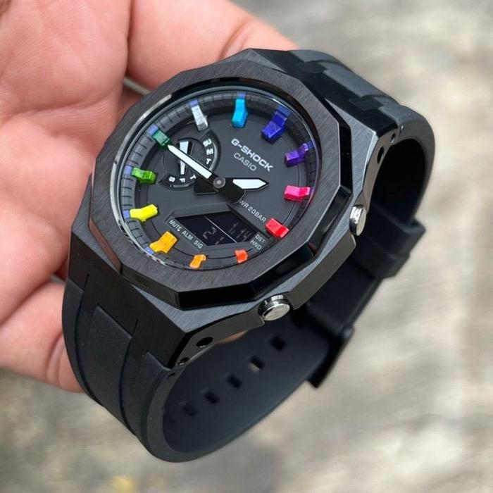 G-Shock Casio Oak GA-2100 Casio Mod - Black Rainbow