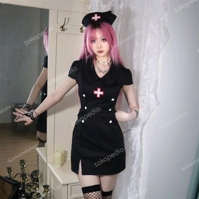 lingerie seksi cosplay kostum seragam nurse perawat impor Wanita Dress baju Tidur