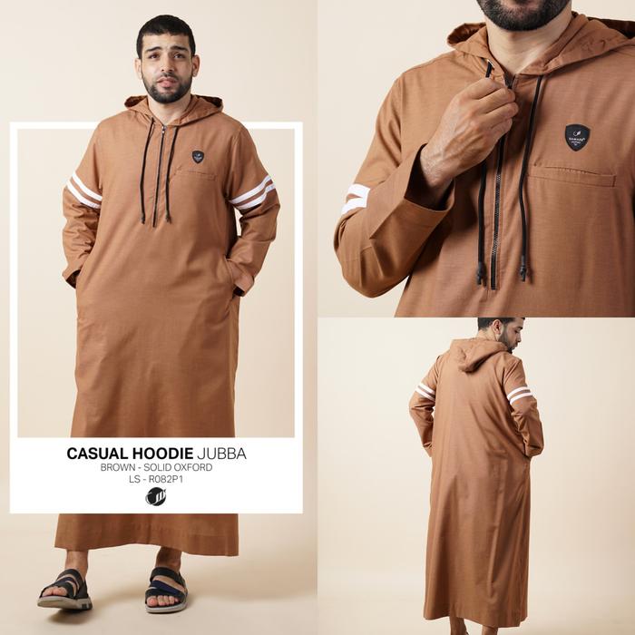 SAMASE CASUAL HOODIE JUBBA R082P1 BROWN GAMIS PREMIUM  PRIA DEWASA