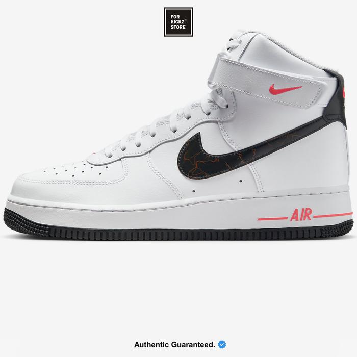 NIKE AIR FORCE 1 '07 HIGH ELECTRIC WHITE BLACK BRIGHT CRIMSON