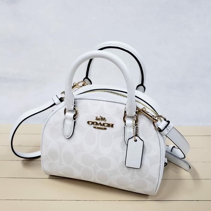 coach CA591 Sydney Crossgrain satchel chalk glacierwhite