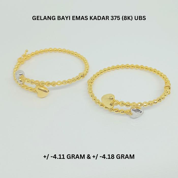 Gelang Bayi UBS Kadar 375 (8K) Estimasi Berat 4.11 Gram & 4.18 Gram