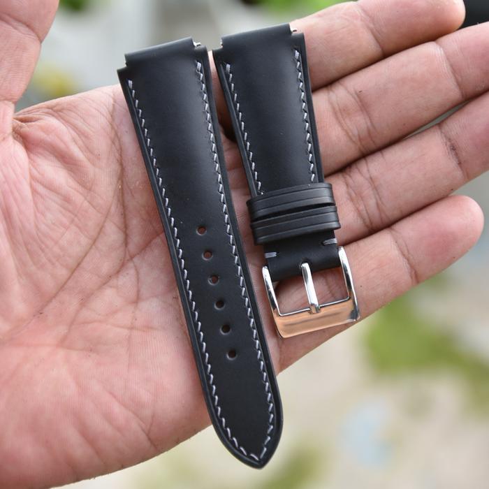 Handmade Leather Strap / tali jam kulit for Casio AE-1200 whd black