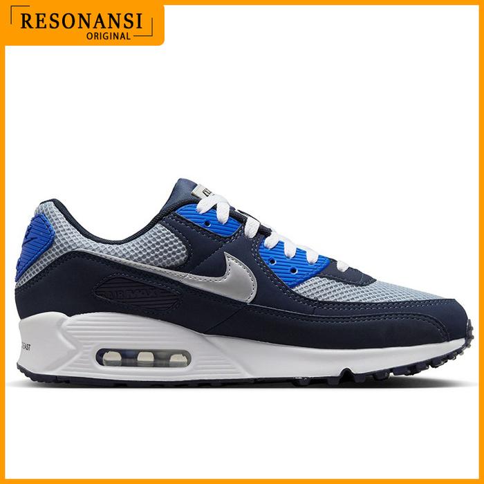 SEPATU PRIA TERBARU NIKE ORIGINAL SPORTS AIR MAX 90 SE NAVY-ABU NYAMAN