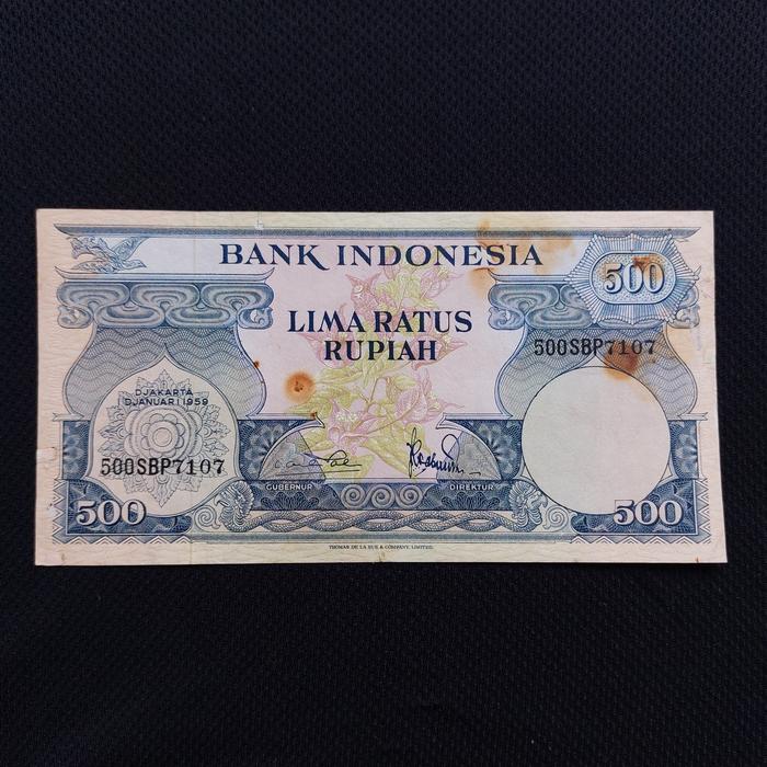 Uang Kuno 500 Rupiah Seri Bunga/Burung Tahun 1959 TDLR