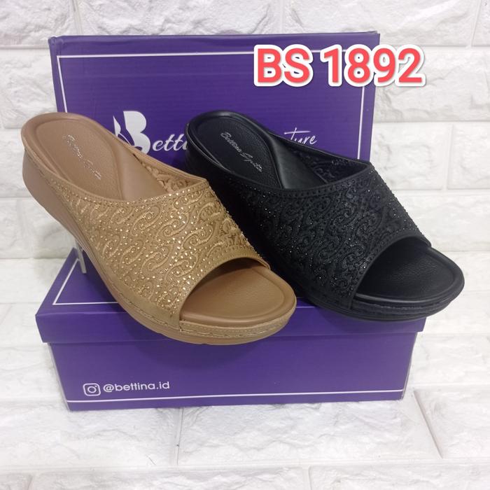 Sandal Selop Wedges Wanita BETTINA BS 1892 Original
