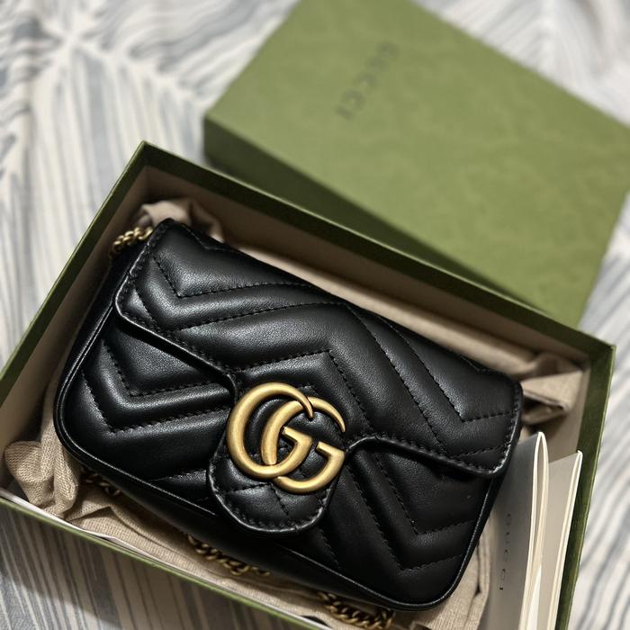 Preloved Gucci GG Marmont super mini black GHW