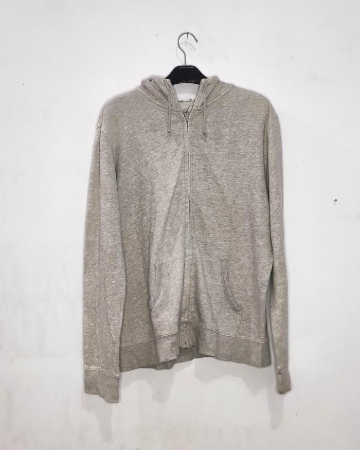 UNIQLO Grey Misty Zipper Hoodie Jacket - Jaket Abu Unisex Preloved