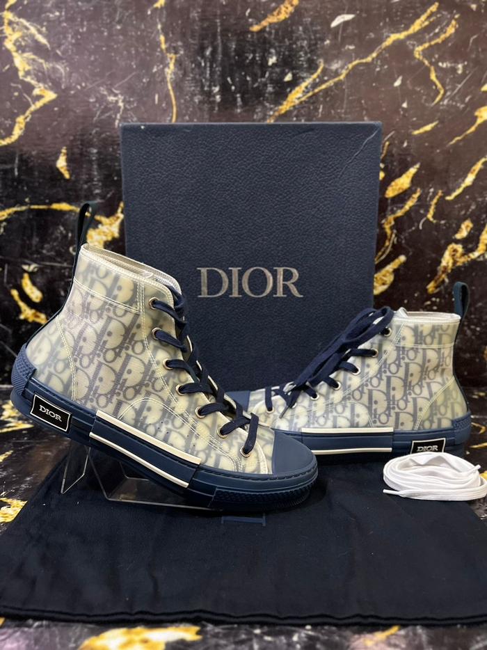 DIOR B23 HIGH OBLIQUE BLUE EUR 40 SNEAKERS AUTHENTIC ORIGINAL 100%