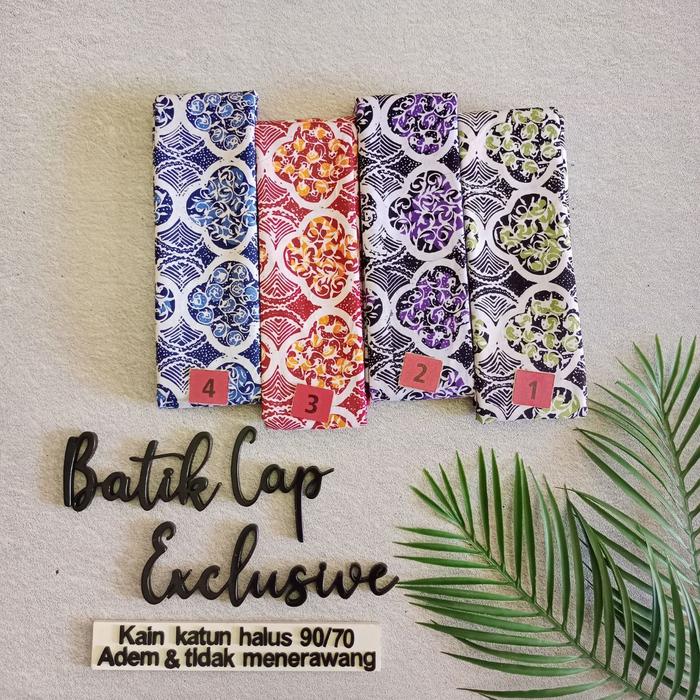 Kain Batik Cap Handmade Sidomukti Jogjanan ( Hijau Ungu Merah Biru )