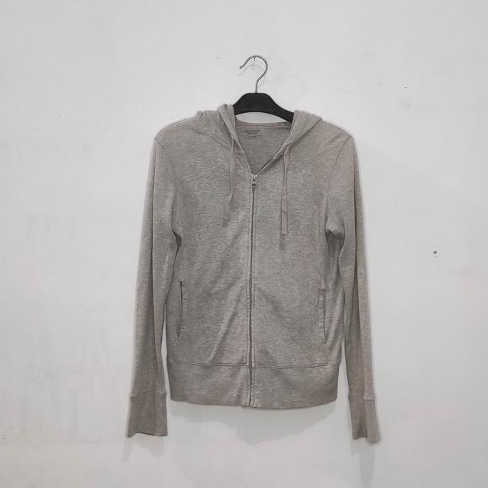 UNIQLO Soft Touch Grey Misty Zipper Hoodie Jaket Abu Unisex Preloved
