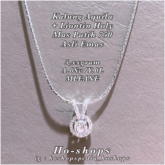 Kalung + Liontin Holy Diamond Mas Putih Kadar 750 Asli Emas