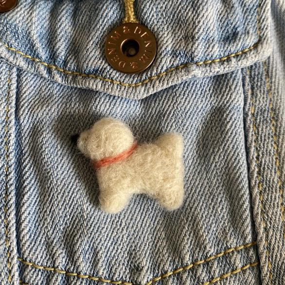 Bros anjing brooch doggy bichon poodle handmade