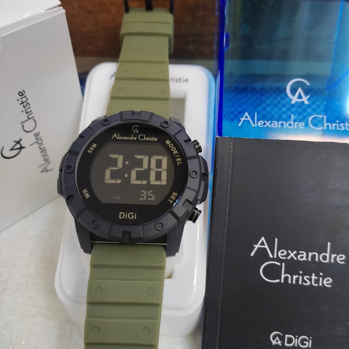 Jam PRIA DIGITAL ORIGINAL Alexandre Christie Ac 9364 MH Rubber Steel