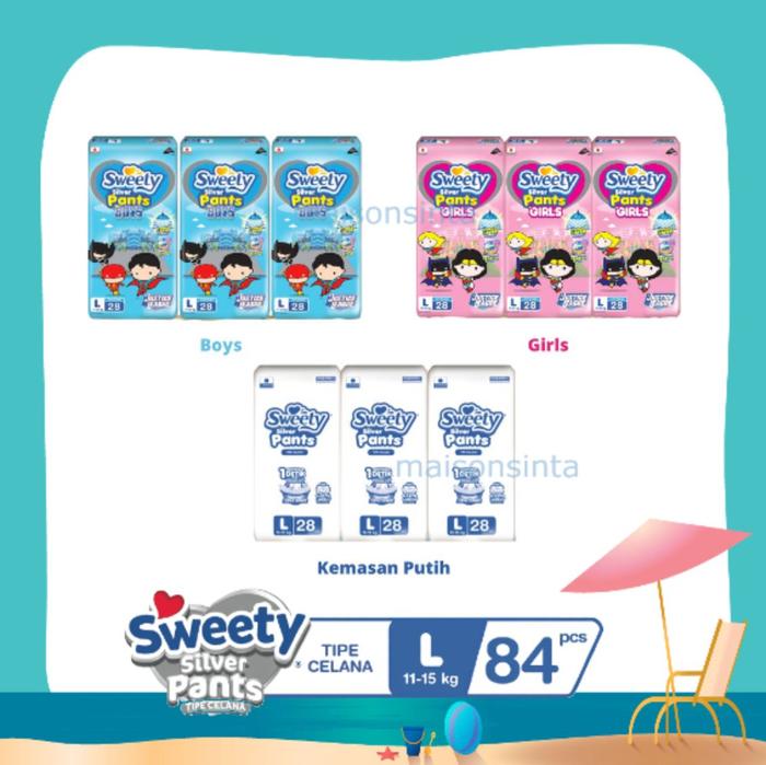 ISI 3 - Sweety Silver Pants Popok Bayi L 28 L28 Diapers Popok Bayi