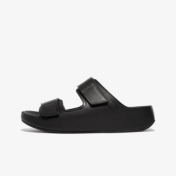 Fitflop Samel Original Men's Adjustable Leather Slides - All Black