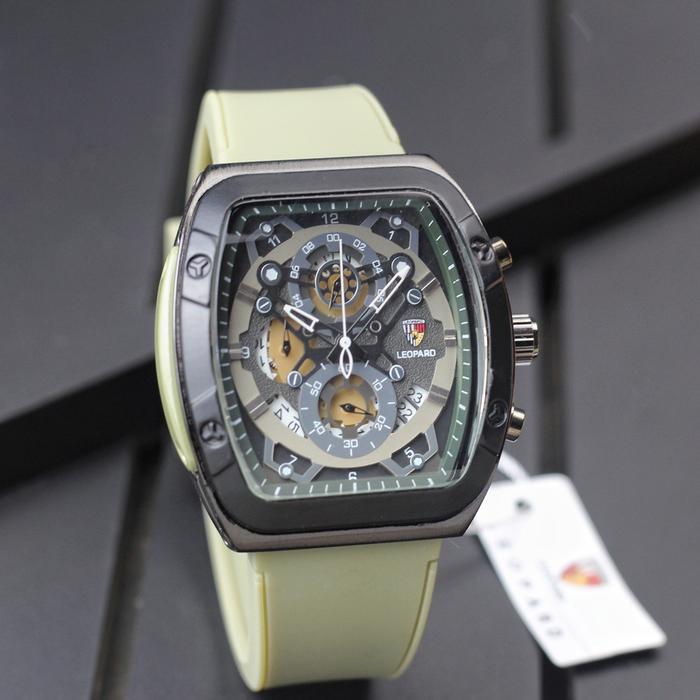 Jam tangan Pria Leopard 8802 tali rubber chronograp aktif original