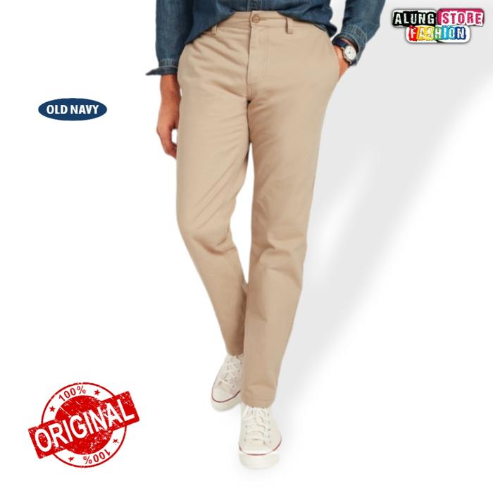 OLD NAVY Celana Chinos Panjang Pria Ultimate Cino Cream Ori Khaki Fit Loose Low Waist Casual 100% Co