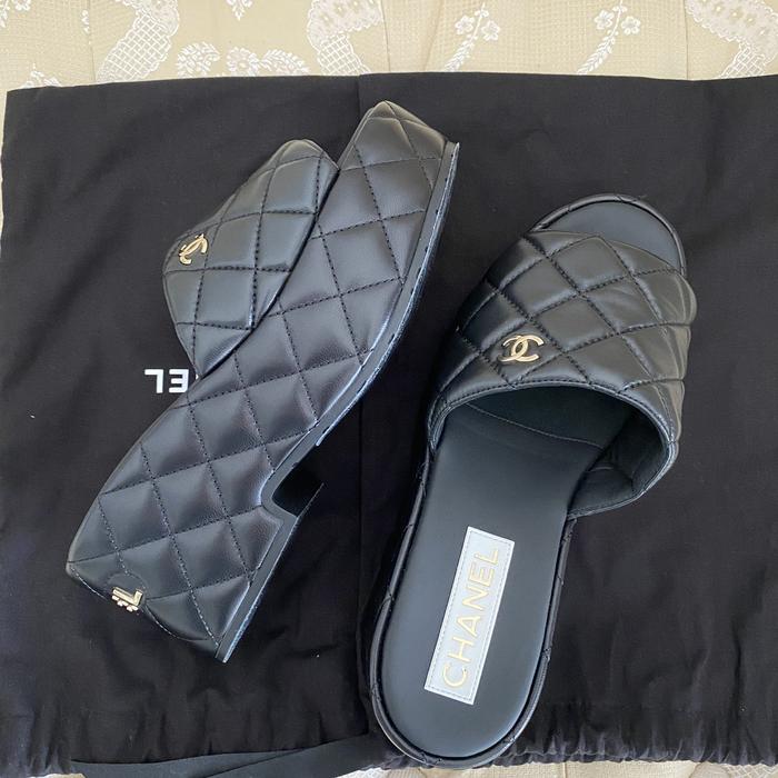 SEPATU CHANEL WEDGES WANITA NEW