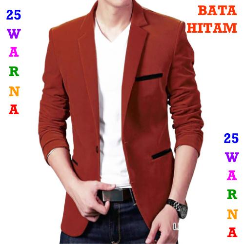 25 WARNA Jas Cowok Blazer Pria MERAH BATA TUA LIS HITAM Kantor Kerja