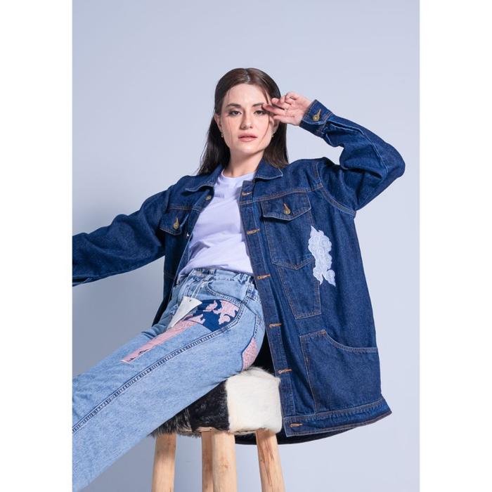BATIK TRUSMI Denim Life Series Jaket Panjang Wanita Denim Mega Mendung