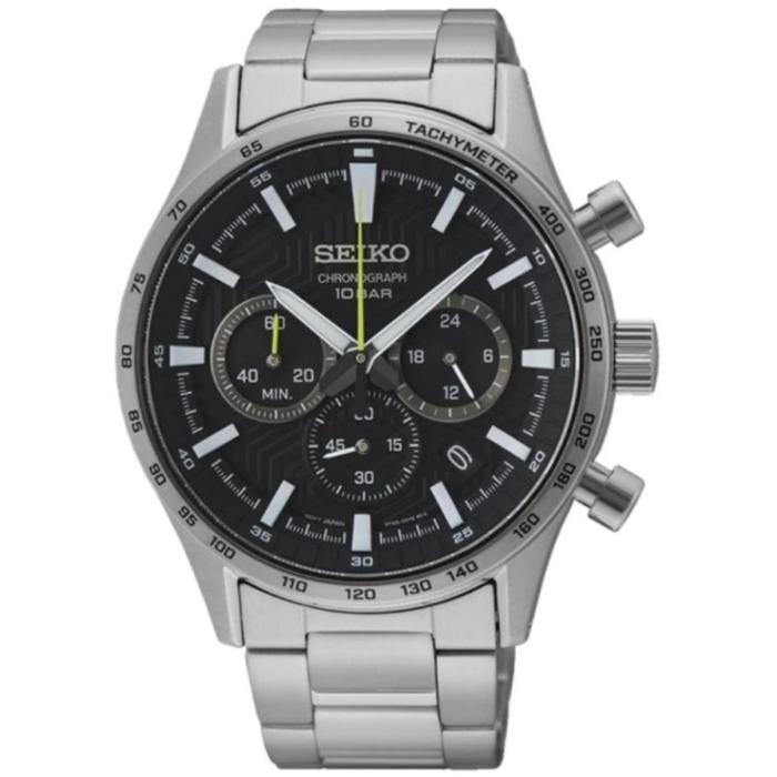 Seiko Chronograph SSB413P1 Quartz Sapphire Crystal Black Dial Ssb413