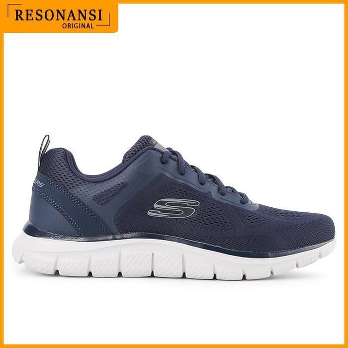 SEPATU PRIA TERBARU SKECHERS ORIGINAL SNEAKERS TRACK NAVY-PUTIH KEREN