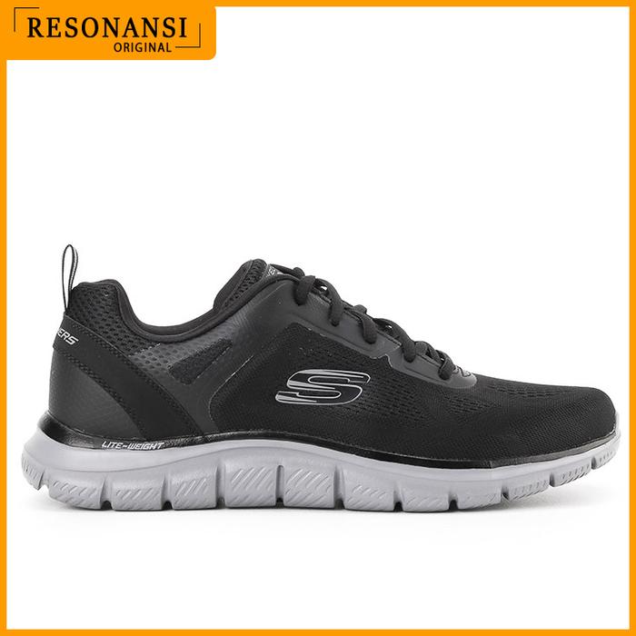 SEPATU PRIA TERBARU SKECHERS ORIGINAL SNEAKERS TRACK HITAM-ABU KEREN