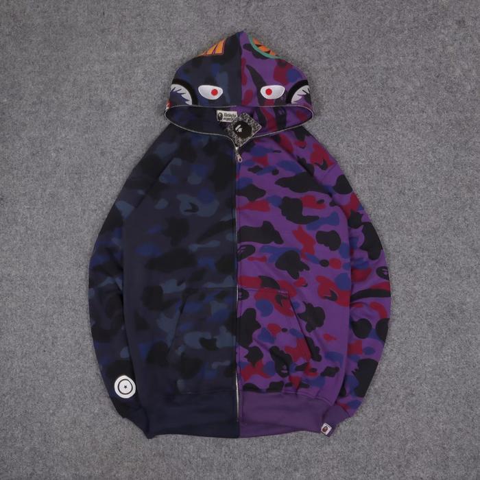 JAKET HOODIE FULL ZIPPER Bape Combi Premium - Half Purple
