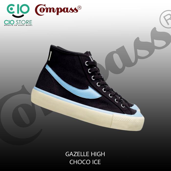 Sepatu Compass Gazelle High Choco Ice Sneakers Casual pria wanita