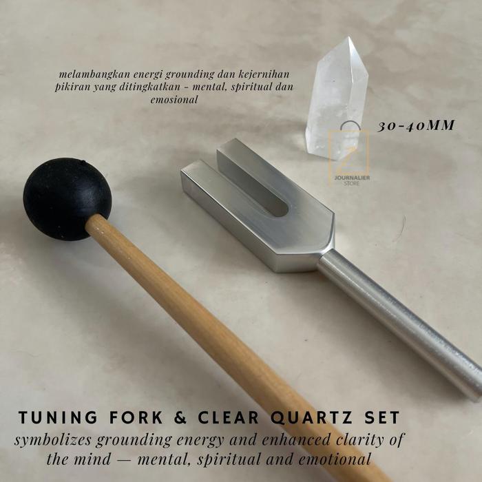 Tuning Fork 4096 HZ Aluminium Alloy  & Clear Quartz Crystal Set Garpu