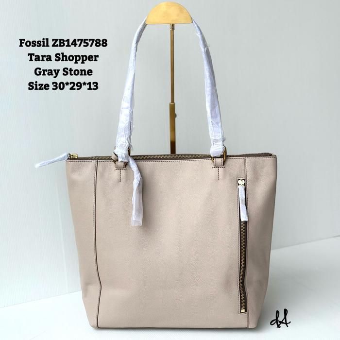 tasFOSSIL Tara shopper grey stone tote