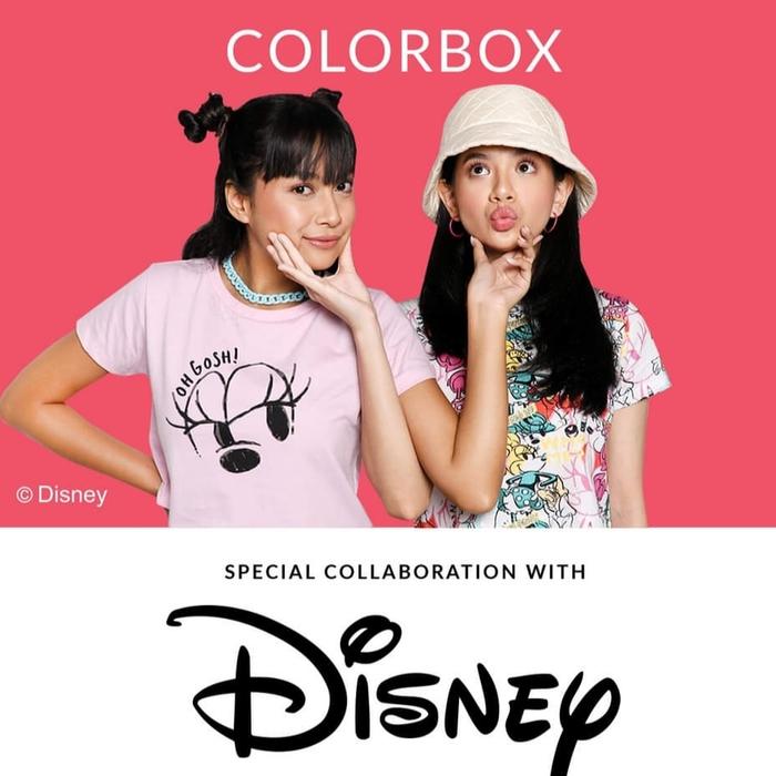 Kaos Crop Top wanita disney pink colorbox size L