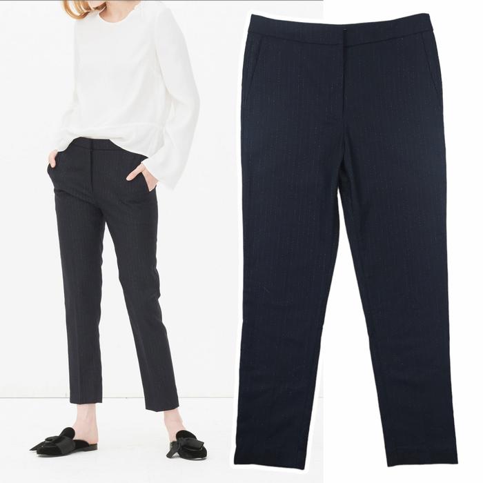 Sandro Pinstripe Navy Wool Trouser