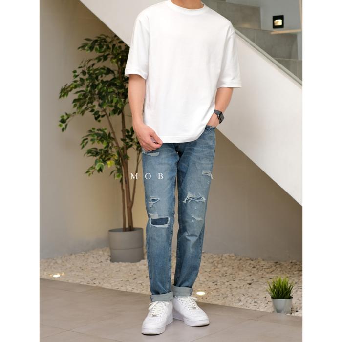 Celana Jeans Old Navy Athletic Taper Ripped Medium Wash Original