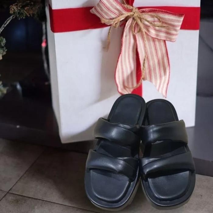 Sandal Wanita Terbaru Pluntir Strap 2 Jumbo Size Platform CK05 Custom Kaki Lebar Gendut Sendal