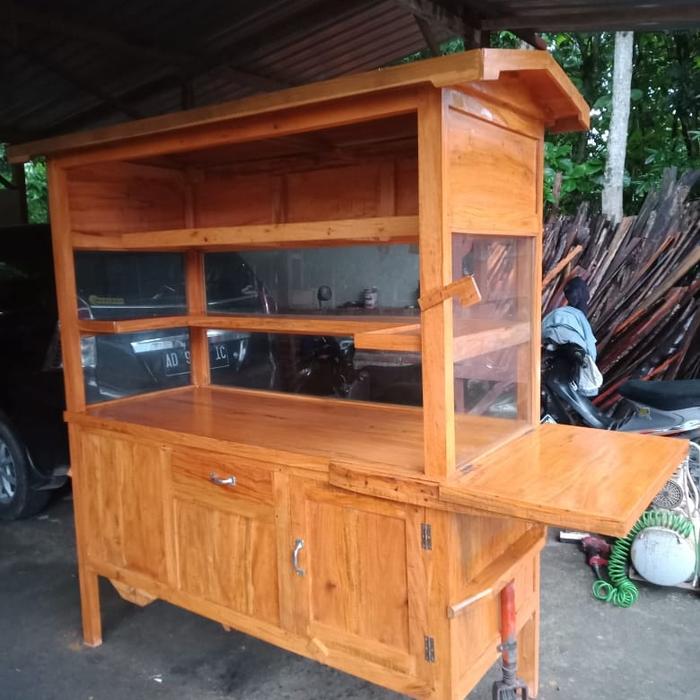 ready gerobak/rombong es buah roda tiga full kaca