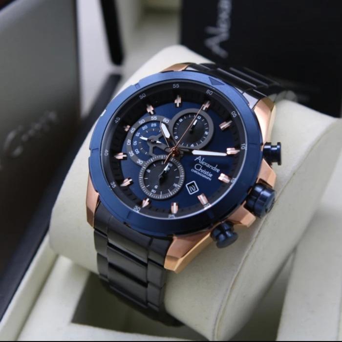 Alexandre Christie Pria AC 6508 Rosegold Blue Garansi Resmi 1Tahun ORI