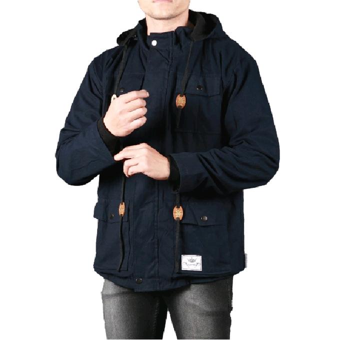 Jaket Parka Cowok Kanvas Hitam Scond Tebal Premium Big Size