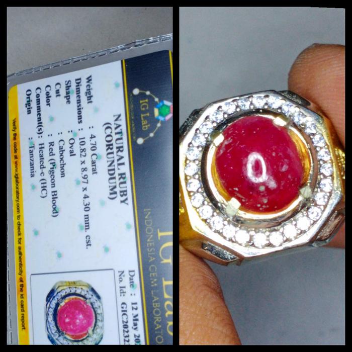 cincin permata ruby blood pigeon
