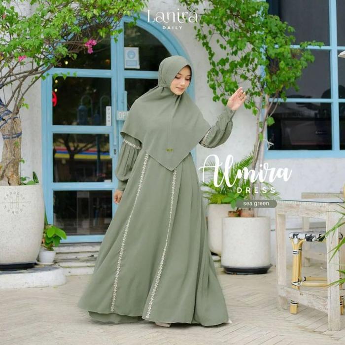 Almira syari gamis syari jumbo plus hijab DRESS busui kondangan set