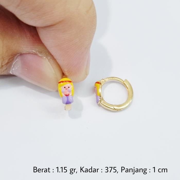 1.15 gr - Anting Emas Anak Klip / Jepit Princess Kadar 375 (8K) - L1