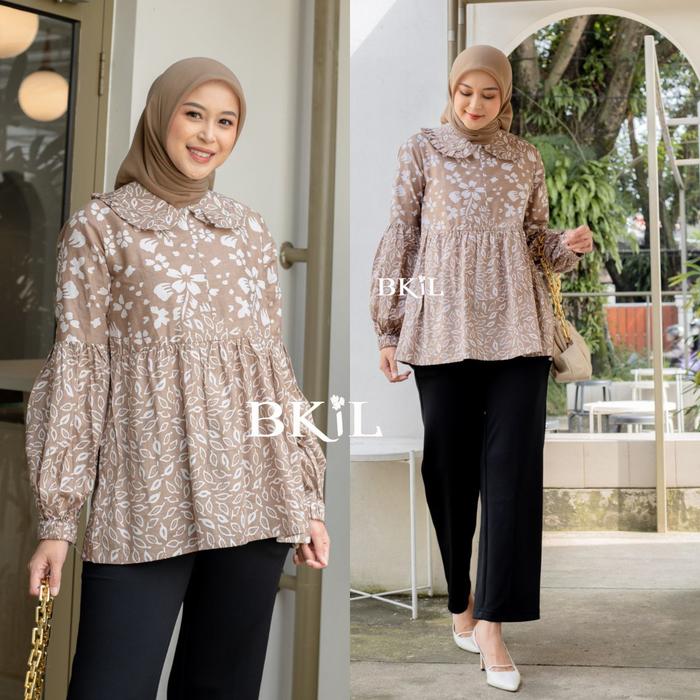 blus batik wanita lengan panjang bkil motif batik terbaru termurah