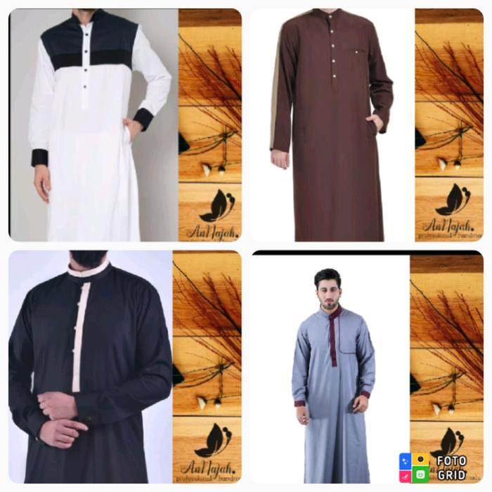jubah luaran pria gamis thobe annajah arab bordir Al Haramain