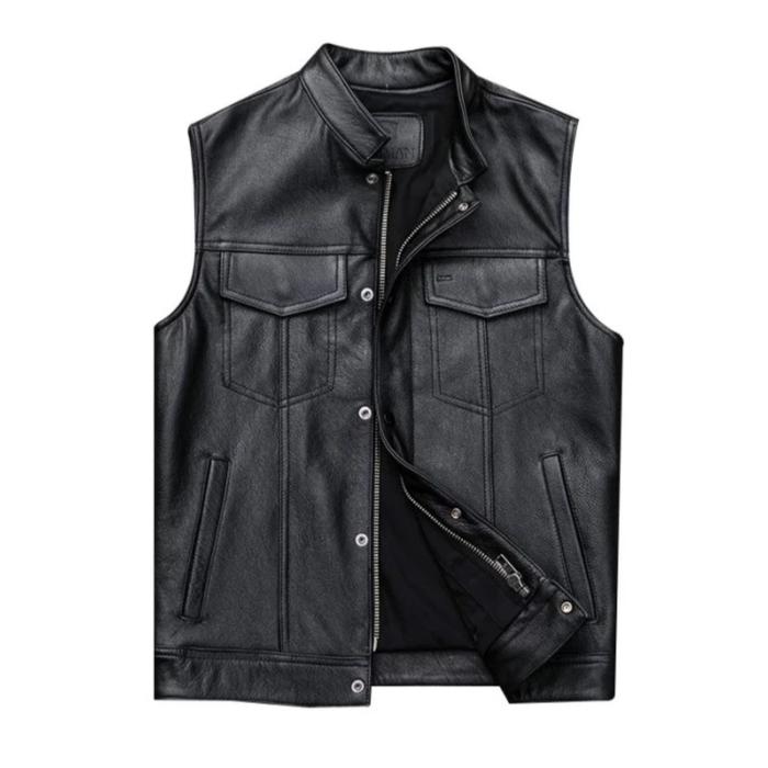 jaket rompi motor pria asli kulit sapi