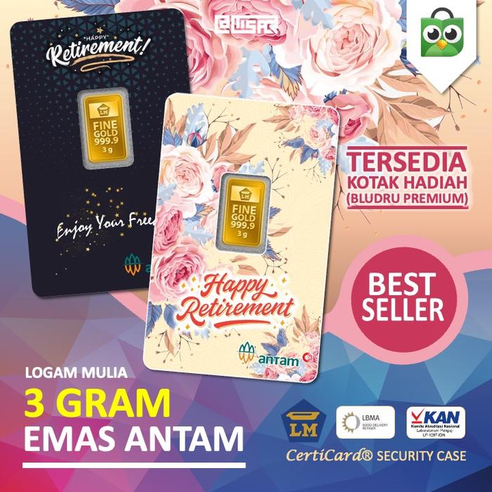 LM Logam Mulia Emas Antam 3 gram gr Kado Pensiun Pensiunan Purnabakti