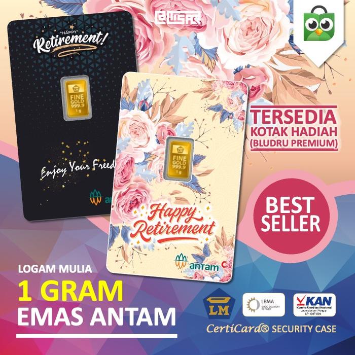 LM Logam Mulia Emas Antam 1 gram gr Kado Pensiun Pensiunan Purnabakti