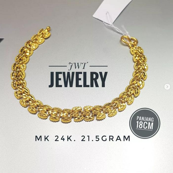 Gelang tangan rantai Emas mas 24k hongkong murni model ukir cantik